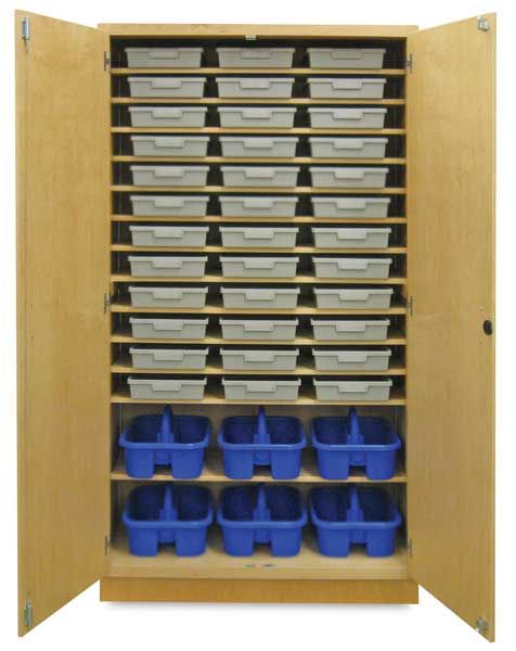 Diversified Spaces Mobile Tote and More Storage Cabinet - Maple with Carrot Totes added by Audrey Canning