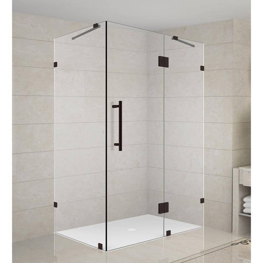 Aston Avalux 48 in. x 36 in. x 72 in. Frameless Corner Hinged Shower Enclosure in Bronze SEN987-NBR-4836-10 - The Home Depot added by Cayley Mesterheide