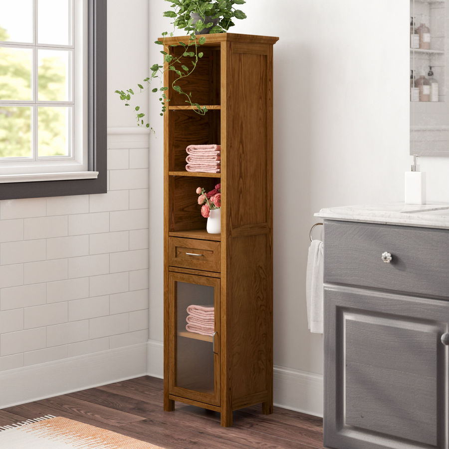 Red Barrel Studio® Yarissa Freestanding Linen Cabinet with Antique Brass Handles & Reviews | Wayfair added by Olivia Cotton
