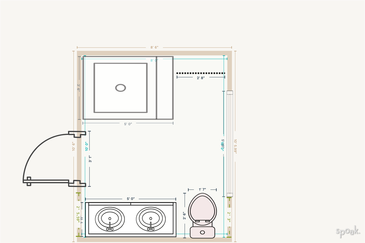 Half Bathroom Plan designed by Mary Whitmire