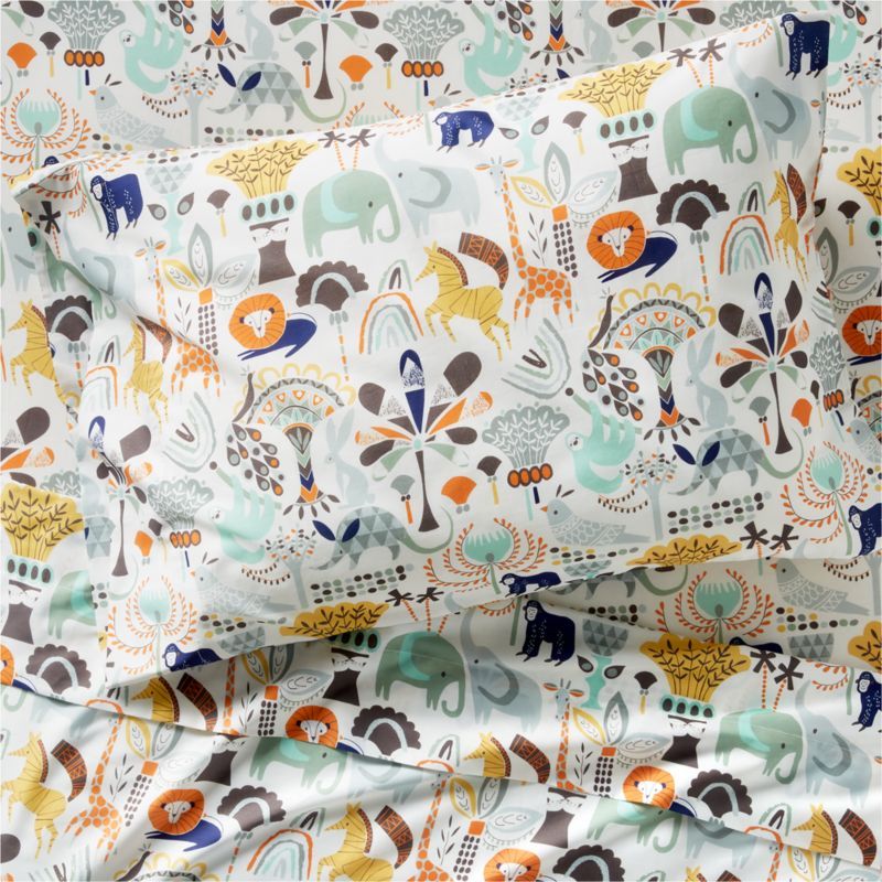 Heritage Modern Organic Twin Blue Animal Patterned Kids Sheet Set + Reviews | Crate & Kids added by Jenn Piovan