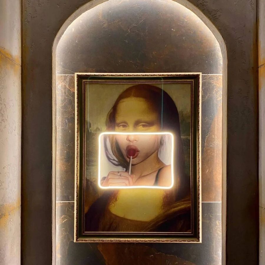 Mona Lisa Painting Art Custom Neon Sign, Modern Art Painting, Neon Sign Art, Neon Sign Wall Art, Neon Galaxy Art, Neon Canvas - Etsy added by Sarah Jackson