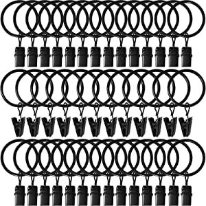 AMZSEVEN 40 Pack Curtain Rings with Clips, Drapery Clips with Rings, Hangers Drapes Rings 1.26 Inch Interior Diameter, Fits up to 1 Inch Curtain Rod, Vintage Black added by Piper Stromatt