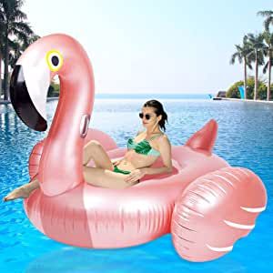 Giant Inflatable Flamingo Ride On Pool Float, 66" x 57" x 40" Blow Up Pool Floatie with Fast Valves Swimming Floating Raft, Lounge, Summer Party Decorations Toys for Kids Adults, X-Large added by Stephanie Spitz