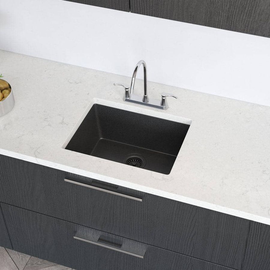 Rene Carbon Granite Quartz 22 in. Single Bowl Dualmount Kitchen Sink Kit R3-1004-CAR-ST-CGS added by Spoak Member