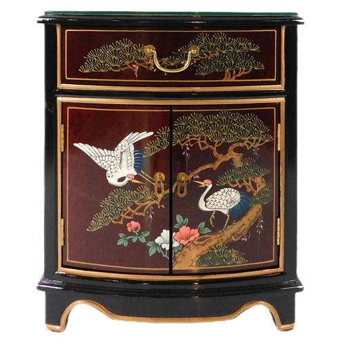 20" Oriental End Table Solid Philippine Mahogany Black and Red Lacquer added by Gayla Burks