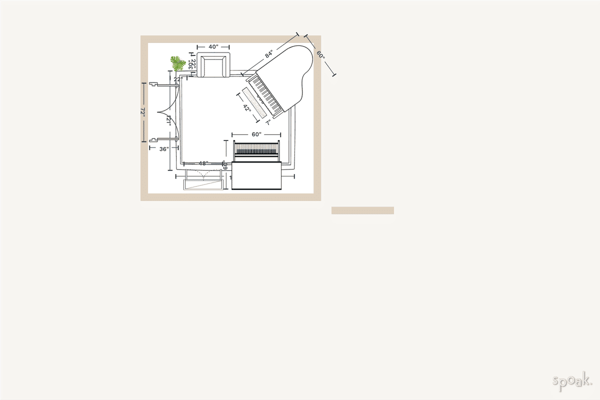 Medium Living Room Layout designed by Emily Beckstrand