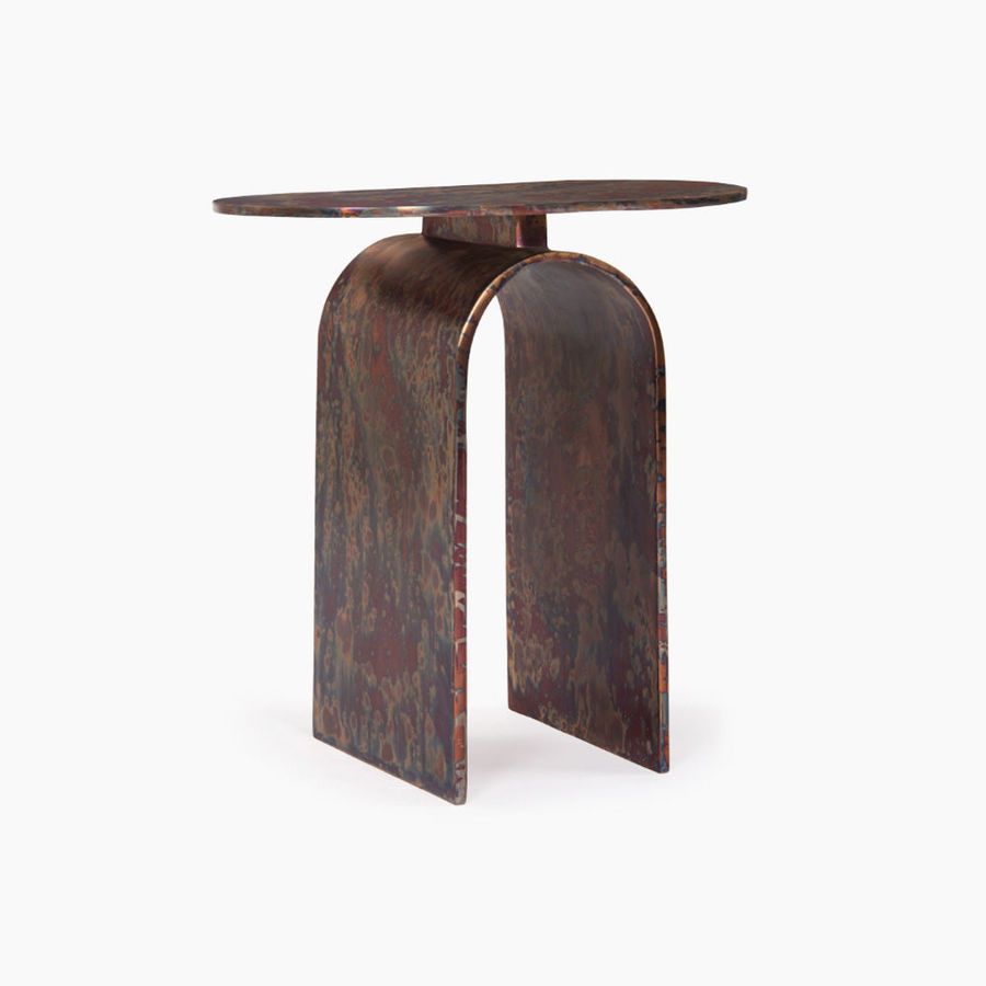 U Shaped Patina Side Table added by Niki Patel