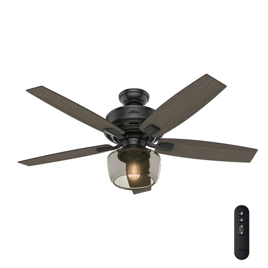 Hunter Bennett 52 in. LED Indoor Matte Black Ceiling Fan with Globe Light Kit and Handheld Remote Control 54187 - The Home Depot added by Becca Moore