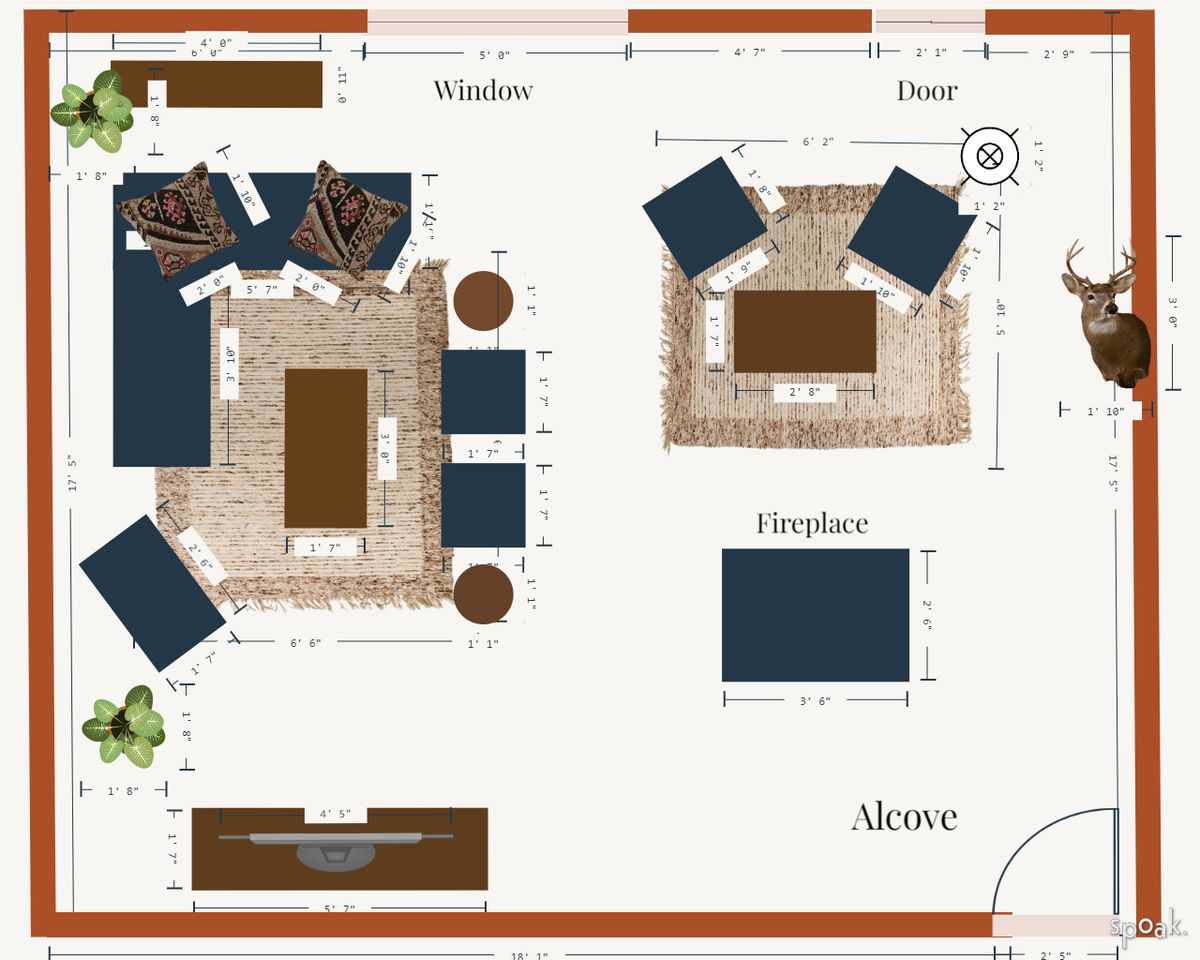 Kitchen + Living Room Plan designed by Locksley Henley