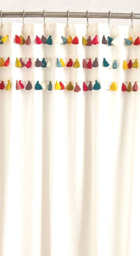 Multicolored Tassel Cotton Shower Curtain Rainbow Tassel - Etsy added by Nicole Fisher