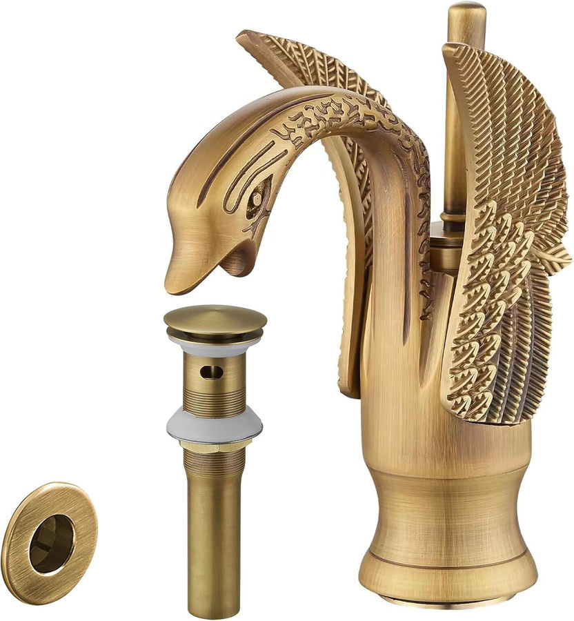 Swan Faucet Bathroom Sink Faucet Single Handle Single Hole Lavatory Basin Vanity Mixer Tap Deck Mount Sink Faucet with Pop Up Drain Assembly added by Lindsay Lord