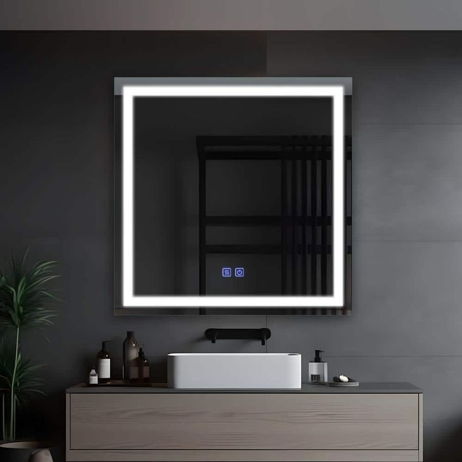NEUTYPE 31 in. W x 31 in. H Square Frameless Anti-Fog LED Light Wall Bathroom Vanity Mirror HD-MR03083 - The Home Depot added by HELEN SALGADO