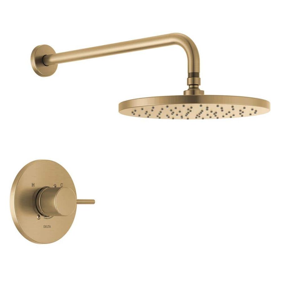 Delta Modern Gold1-Handle Wall Mount Shower Trim Kit in Champagne Bronze (Valve Not Included) T14269-CZ-PP - The Home Depot added by Jayme Weaver