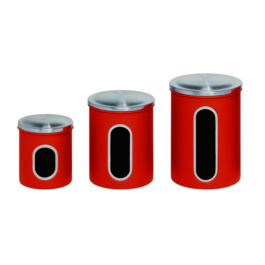 Honey Can Do Three-Piece Set of Nesting Stainless Steel Kitchen Canisters, Red - Walmart.com added by Sarah Jackson