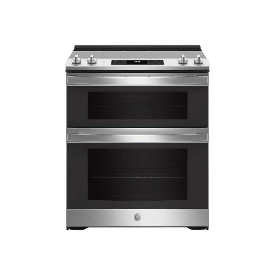 GE 30 in. 6.6 cu. ft. Slide-In Double Oven Electric Range in Stainless Steel with True Convection JSS86SPSS - The Home Depot added by Sarah Kallal