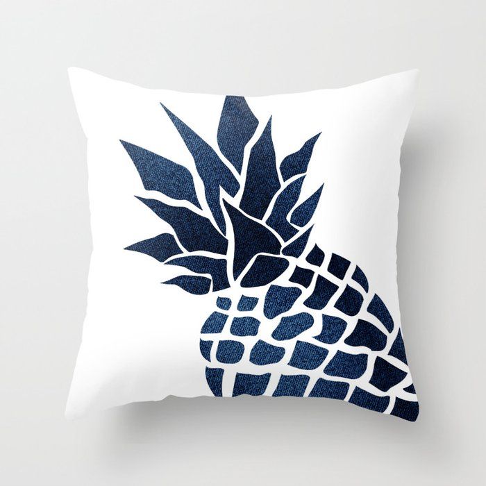Pineapple, Big Blue, Denim Navy Throw Pillow by Megan Morris added by Amanda Manganaro