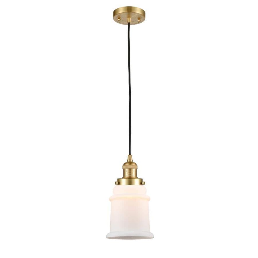 Innovations Canton 60-Watt 1-Light Satin Gold Shaded Mini Pendant Light with Frosted Glass Shade 201C-SG-G181 - The Home Depot added by Jennifer Volin