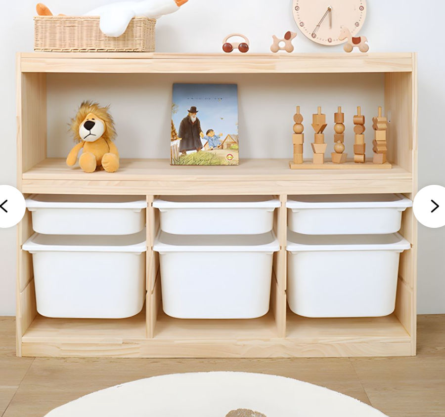 Scandinavian with Closed Back Kids Bookshelf Freestanding with Bins - 46"L x 12"W x 35"H White added by Emily Cohen