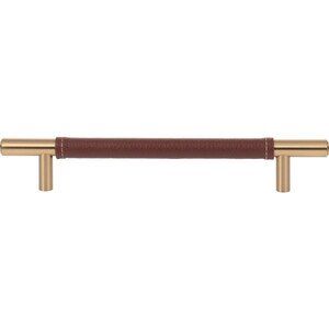 Zanzibar Collection - 6 5/16" Centers Pull in Brown Leather and Warm Brass by Atlas Homewares added by Cara Kinna