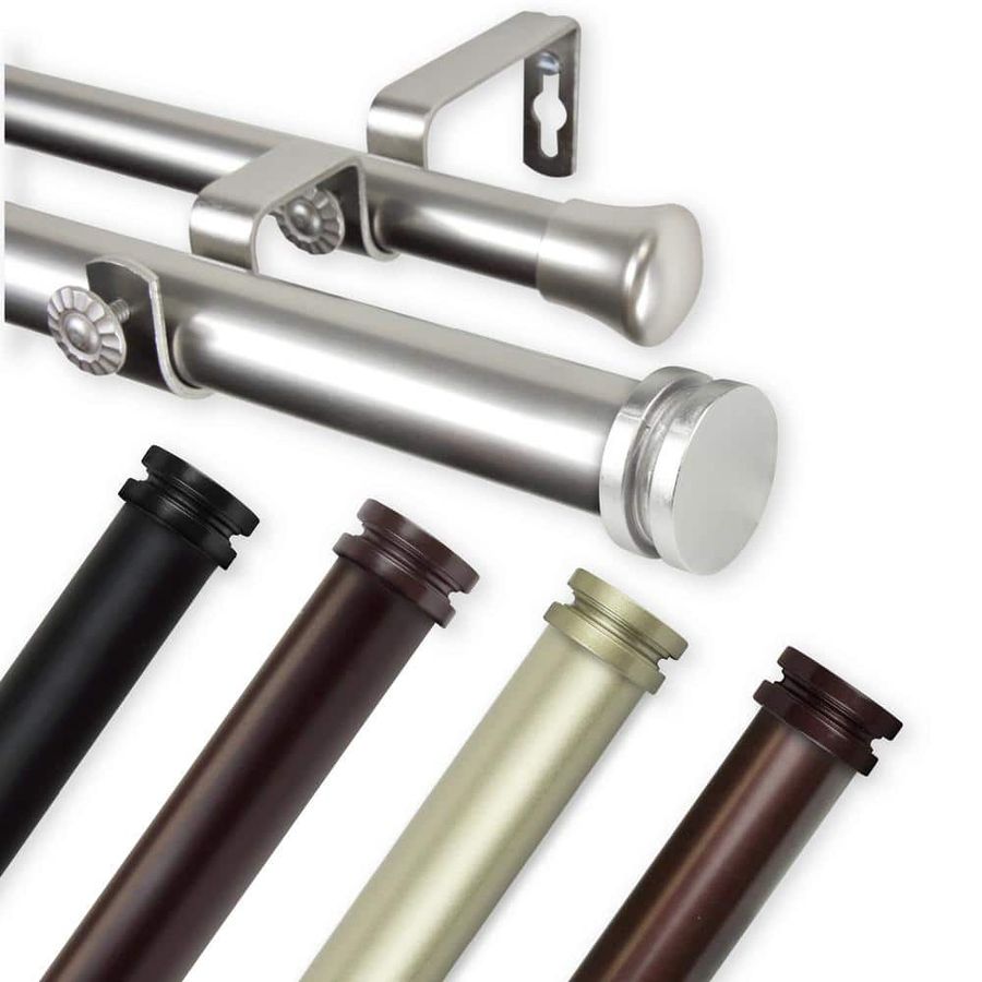Rod Desyne Bun 1 in. Dia 160 in. to 240 in. L Double Curtain Rod in Satin Nickel 100-50-1605-D - The Home Depot added by Katie Carpenter