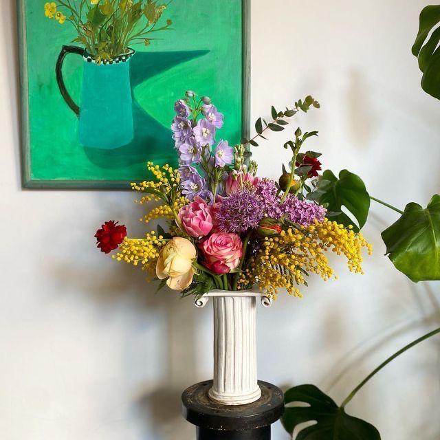 GREEK COLUMN OF STRENGTH STONEWARE VASE — Minnie-Mae Stott Studio added by Spoak 