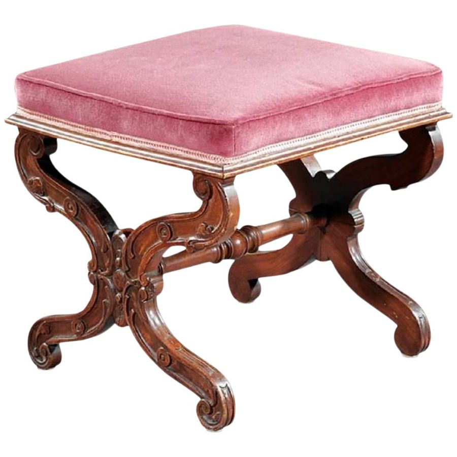 Louis Philippe Carved Walnut Curule Bench, 19th Century added by Sarah Kaiser