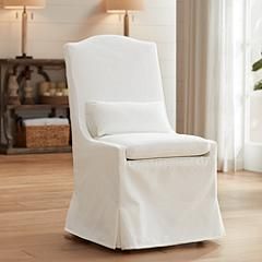 Juliete Peyton Pearl Slipcover Dining Chair | www.lampsplus.com added by Terri Green