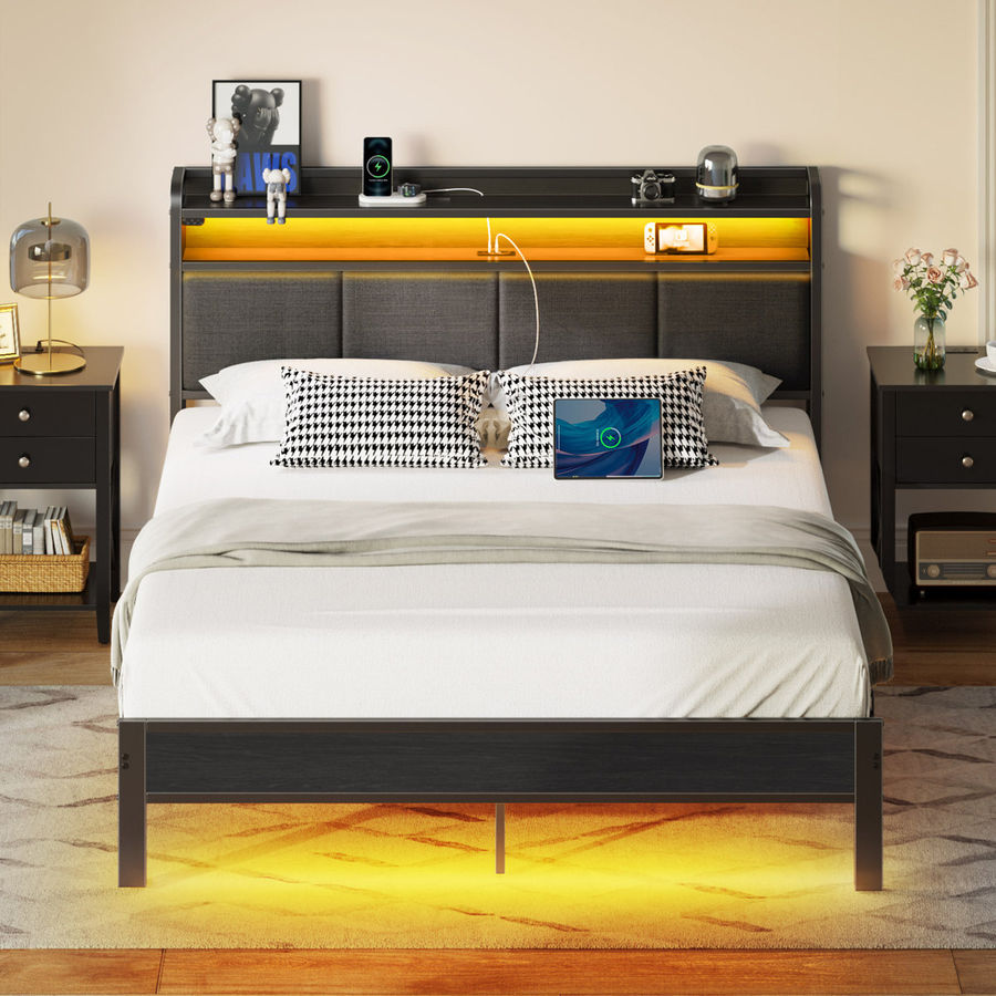 17 Stories Etsuyo Upholstered Storage Bed with  Headboard, LED Lights and Charging Station & Reviews | Wayfair added by Sandy Schargel Interiors