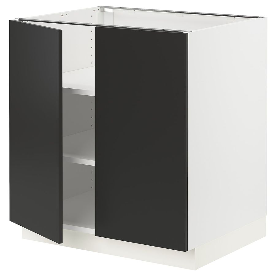 SEKTION Base cabinet with shelves/2 doors, white/Nickebo matte anthracite, 30x24x30" - IKEA added by Jackson Beasley