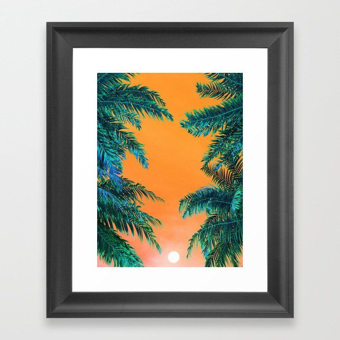 palm leaves against the sky Framed Art Print by mike_kiev added by Christina Miller