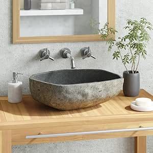 Basin River Stone, Countertop Sink with Sink Drain, Oval Vanity Basin, Bathroom Vanity Sink, Artistic Round Vanity Basin, (17.7"-20.9") x (13.4"-16.1") x 5.9" (W x D x H) added by Agatha Creegan