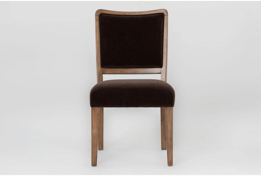 Estate Brown Wood Dining Curved Back Side Chair With Brown Upholstered Seat By Nate Berkus + Jeremiah Brent | Armless added by Where The Heart Is Designs