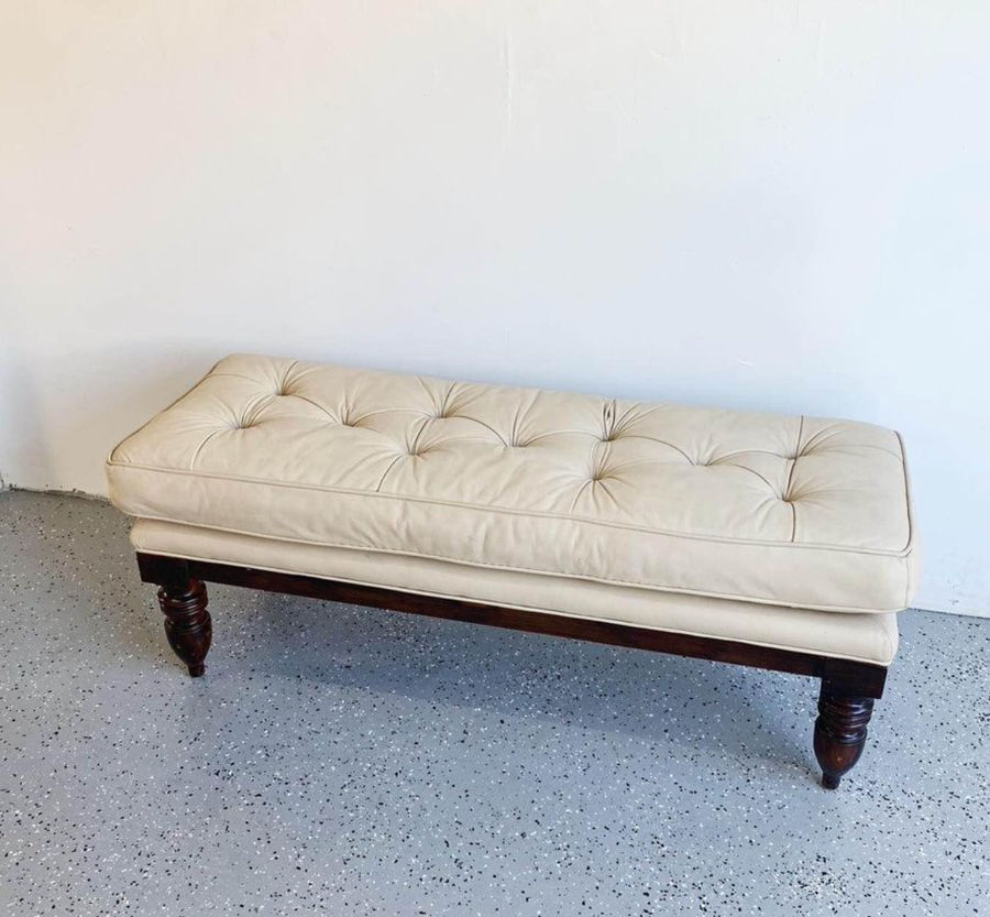 white lewather oakland park  57”w * 22”h * 20”d added by courtney white
