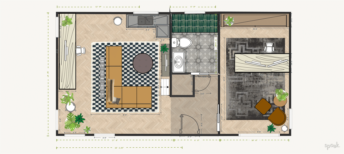 Large Living Room Layout designed by Kat Alves