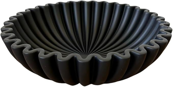 OAKOA Concrete Black Decorative Bowl for Home Decor - Black Fruit Bowl for Kitchen Counter - Black Bowl Decor - Modern Fruit Bowl Black - Centerpiece Bowl added by Danielle Hughes