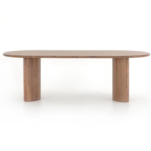 Paris Rustic Lodge Brown Acacia Wood Oval Dining Table - 94"W added by Elevated by Elise LLC