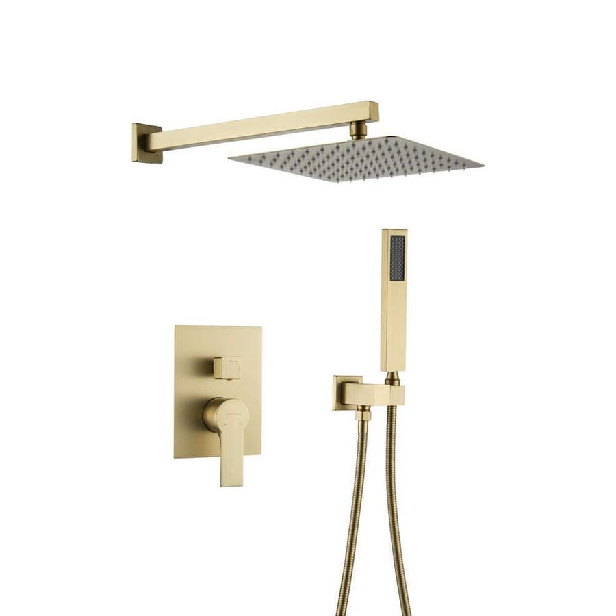 Boyel Living 1-Spray Patterns with 2.5 GPM 10 in. Wall Mount Dual Shower Heads with Pressure Balance Valve in Brushed Gold SMD-88004BG - The Home Depot added by Dogwood Home Design