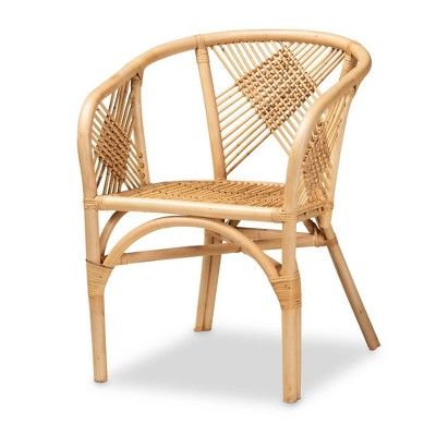 Kagama Rattan Dining Chair Brown - bali & pari: Bohemian Style, Bamboo Accents, No Assembly Required added by Azure Thompson