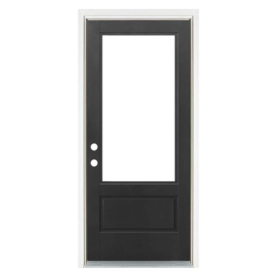 MP Doors 36 in. x 80 in. Right-Hand Inswing 3/4 Lite Low-E Glass Finished Black Fiberglass Prehung Front Door N3068RB401B24 - The Home Depot added by Jessica Greer