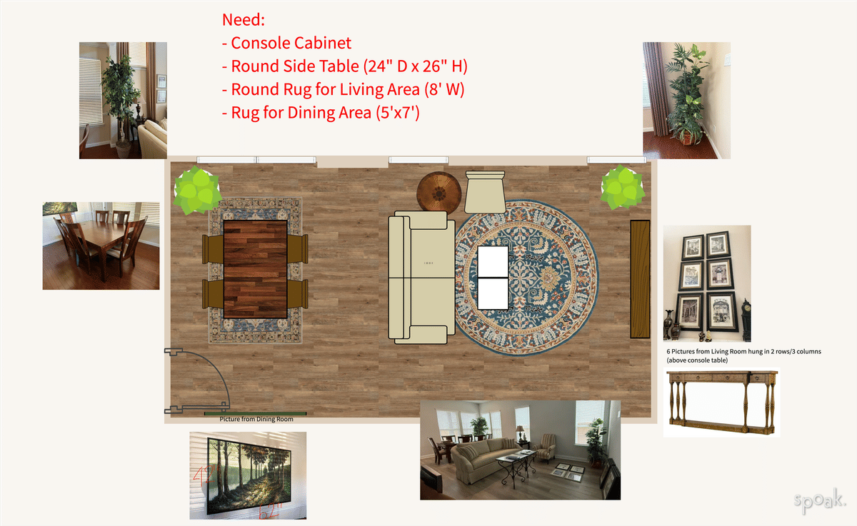 Living + Dining Room Floor Plan designed by Katrina Parker