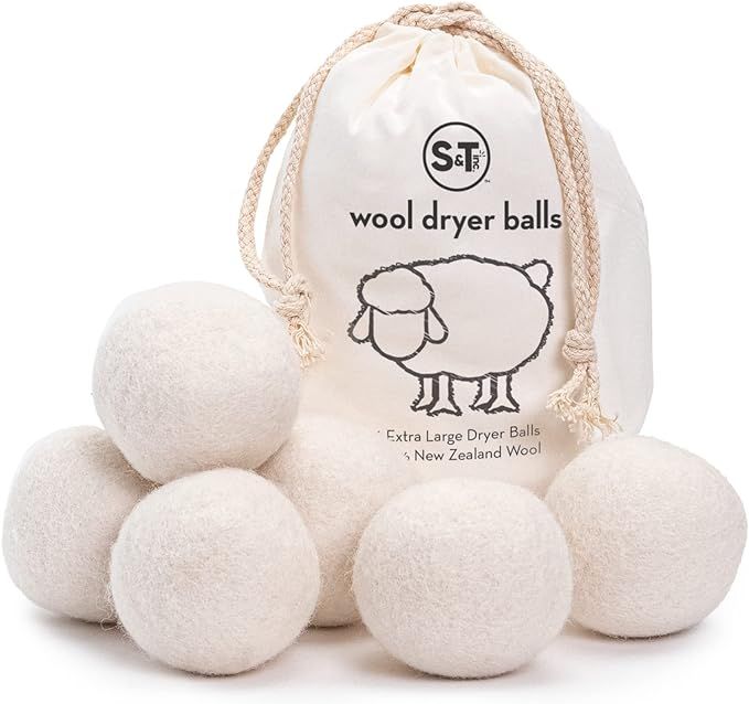 S&T INC. XL New Zealand Wool Dryer Balls, Fabric Softener for Laundry, Natural White, 2.9 in, 6 Pack added by Senna Wilson