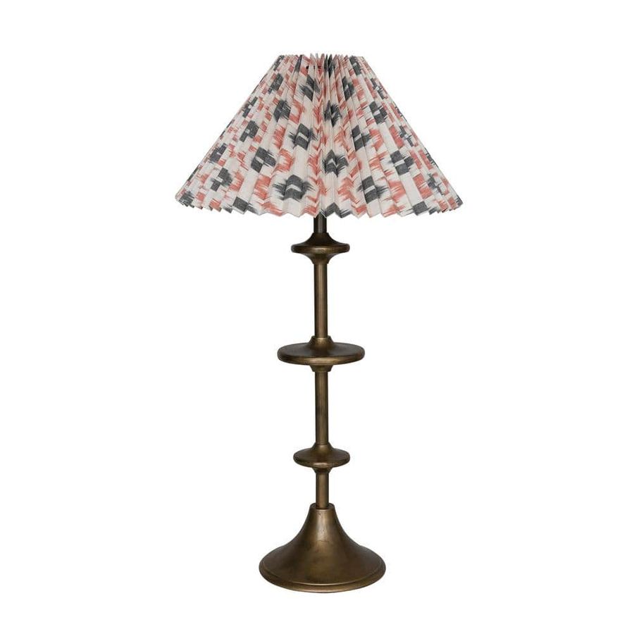 Storied Home 28.5 in. Multi-Color Antique Brass Candlestick Table Lamp with Cotton Shade DF8188 - The Home Depot added by Serena Finnerty