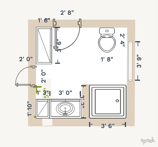 Large Half Bathroom Layout designed by Summer Sackett