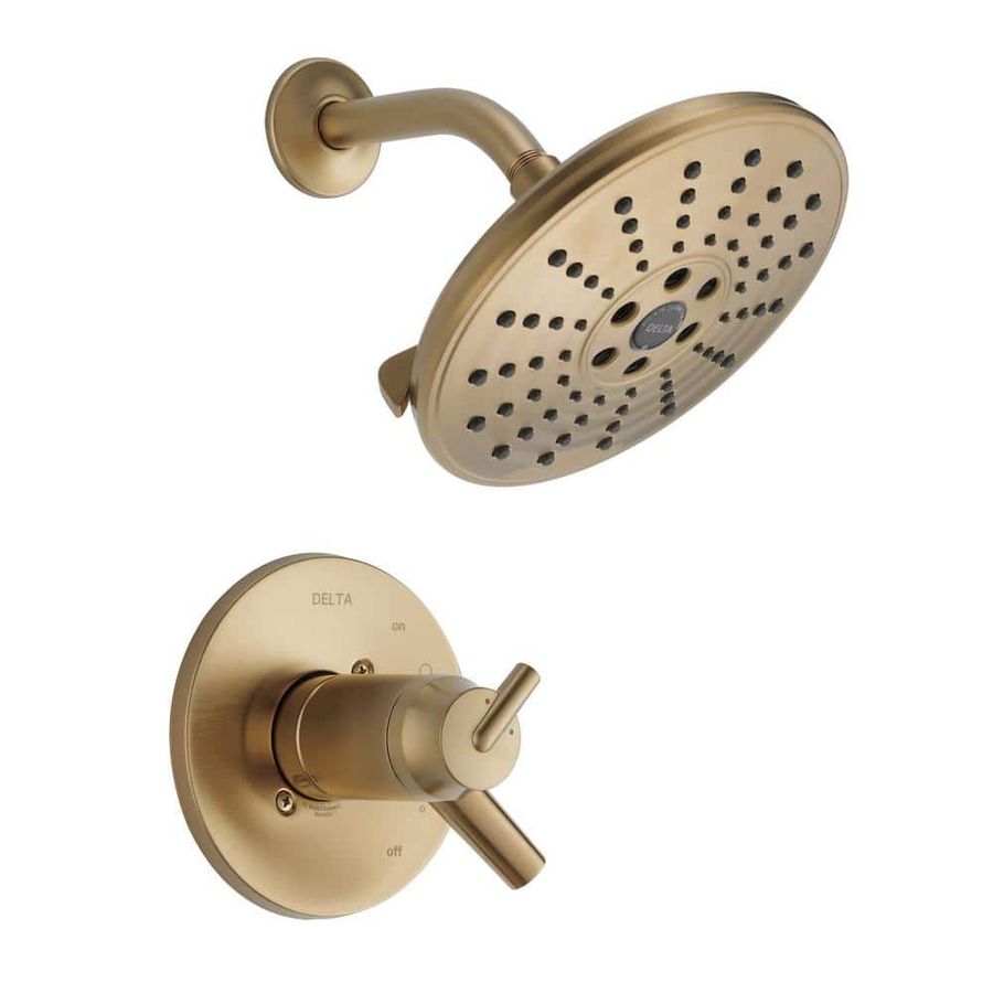 Delta Trinsic Gold TempAssure 17T 1-Handle Shower Faucet Trim Kit in Champagne Bronze with H2Okinetic (Valve Not Included) T17T259-CZH2O - The Home Depot added by Danielle Lambert