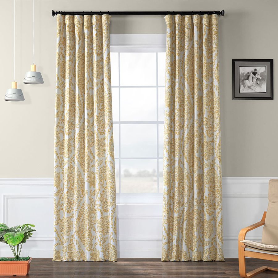Tea Time Yellow Gold Blackout Room Darkening Curtain added by Where The Heart Is Designs