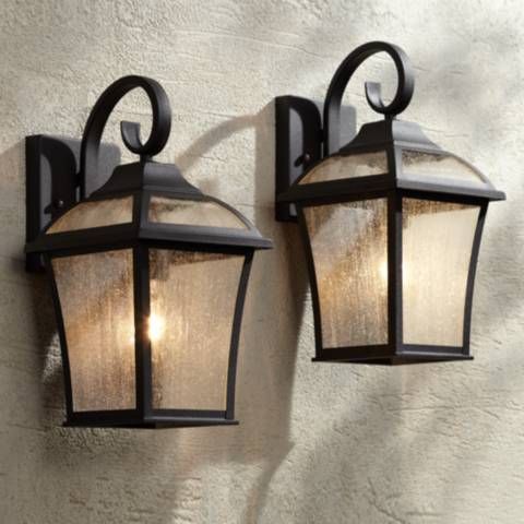 Mosconi 15" High Black Carriage House Outdoor Wall Lights Set of 2 - #1N896 | Lamps Plus added by Sandy Schargel Interiors