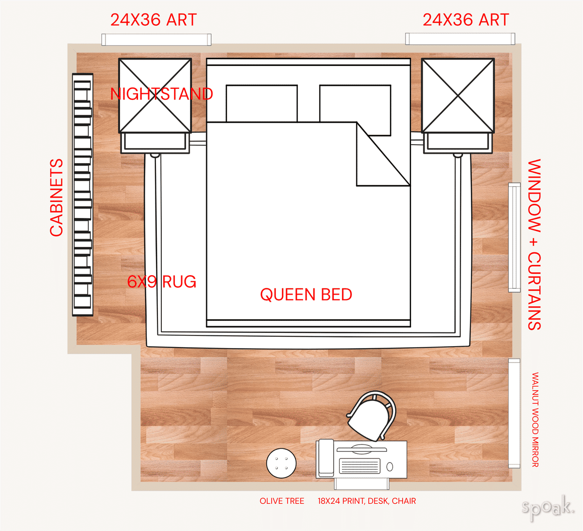 Bedroom Layout designed by Hannah Petterson