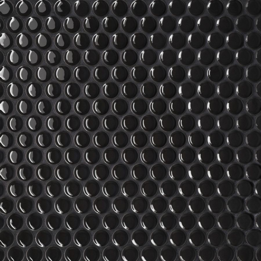 Le Cafe 3/4" x 3/4" Penny Round Glossy Porcelain Mosaic Tile in Black added by sarah spagnola