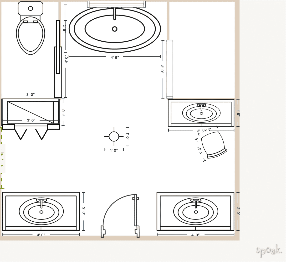 Large Bathroom Floor Plan designed by caitlin Smith